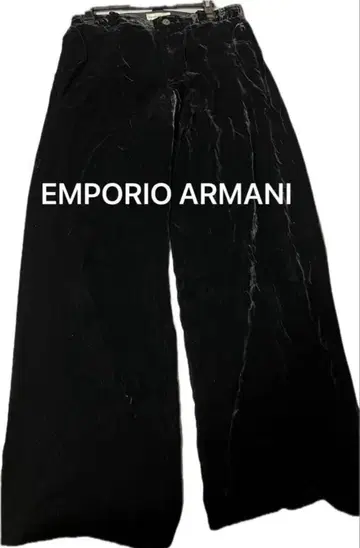 레어!! EMPORIO ARMANI 블랙 실크 혼방 벨로아 팬츠