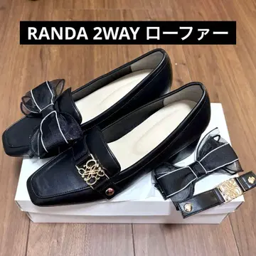RANDA 2WAY 모노그램 로퍼 신발 블랙