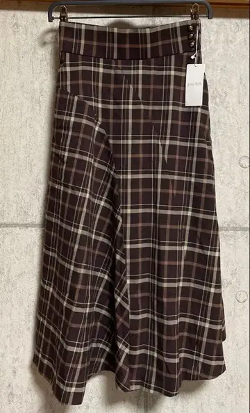 any SiS 브라운 체크 플레어 스커트