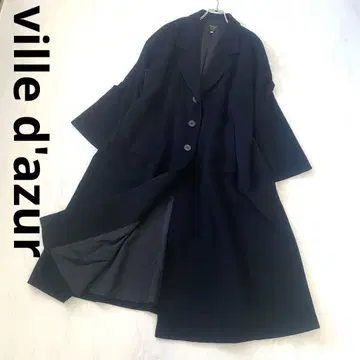 ville dazur 롱 코트 캐시미어 월드 블랙 블랙 맥시 길이