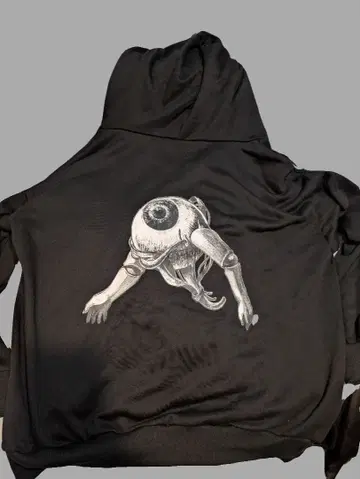 블랙 집업 후드티 Drug Honey 장기 디자인 눈알