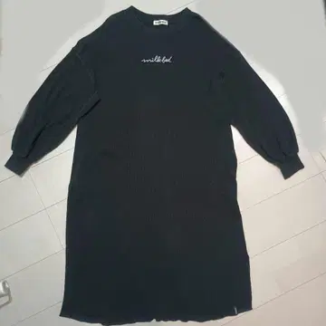 MILKFED. 와플 롱 원피스 로고 자수 블랙 프리 사이즈