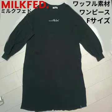 MILKFED. 와플 롱 원피스 로고 자수 블랙 프리 사이즈