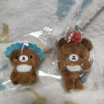 갈색 곰 사과 손바닥 봉제 인형 고양이 고양이탕 목욕탕 온천 2종 세트