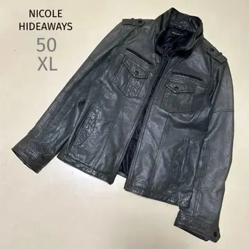 [하이웨이] 다크 그린(카키) 가죽 라이더 점퍼 50(XL)