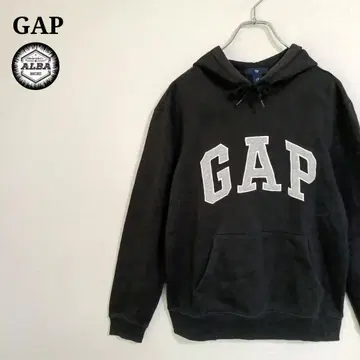 GAP 갭 후드티 자수 아치 로고 풀오버 블랙 XS