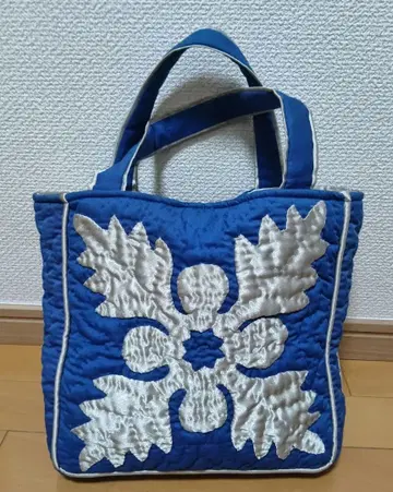 NalaniGoard 나란니고드 하와이안 퀼트 토트백, 블루 & 실버