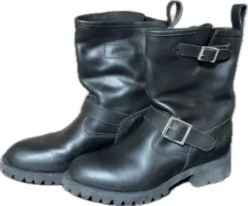 YOSUKE 요스케 엔지니어 부츠 블랙 24.0cm 통굽 천연 가죽 미들