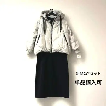 새상품 anana 사이드 펄 점퍼 스커트 다운 자켓