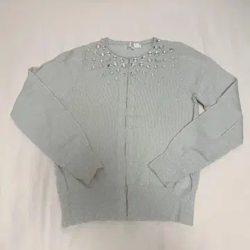 [ 새상품급 ] 비쥬 장식 그레이 니트 가디건 자유구 라메