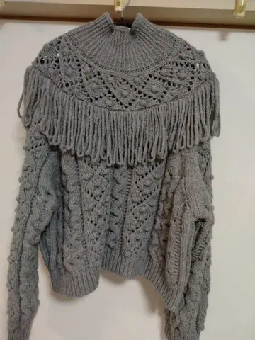 자라 그레이 하이넥 니트 복슬복슬 돌먼 슬리브