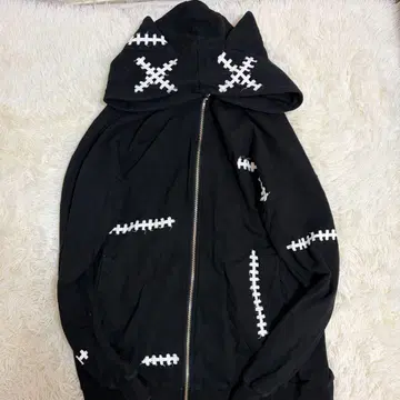 ankoROCK 토끼 귀 후드티 블랙 후드티 지뢰 멘헤라