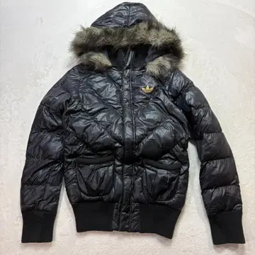 adidas 다운 자켓 여성용 퍼 트레포일 자수 로고