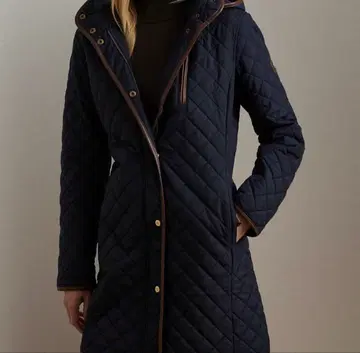 랄프 로렌 네이비 퀼팅 코트 후드 부착