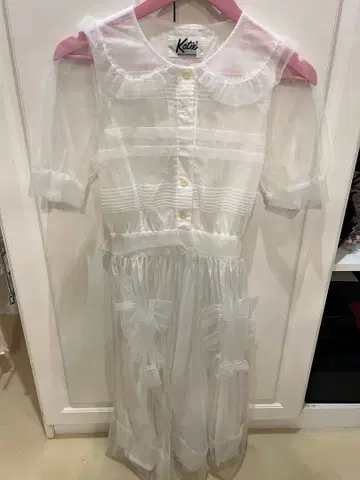 케이티 화이트 시스루 원피스