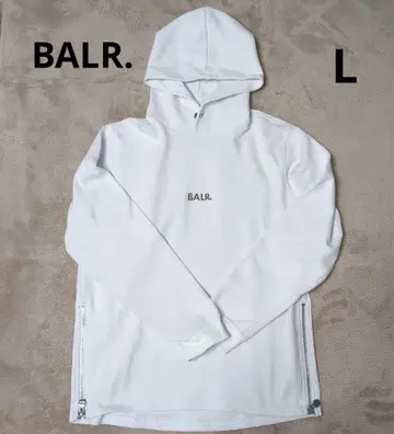볼러 풀오버 후드티 메탈 로고 사이드 지퍼 L 화이트