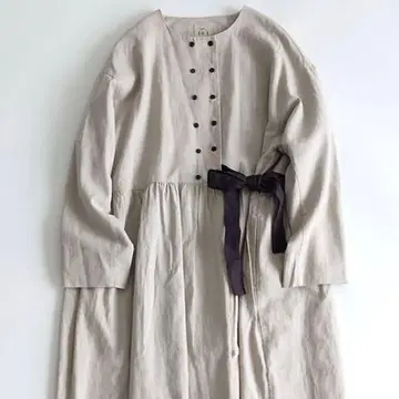 사만사 모스모스 배색 리본 더블 버튼 코트