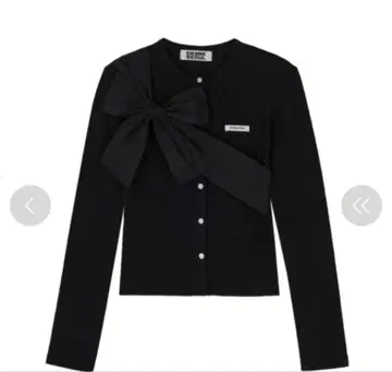 CRANK 리본 니트 가디건 블랙