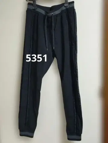 5351 블랙 조거 팬츠 사이드 스트라이프 사이즈 48(L)