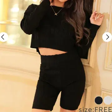 블랙 리브 편직 셋업