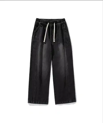 [ HOOK ] 구제 의류풍 워시 데님 절개 와이드 팬츠