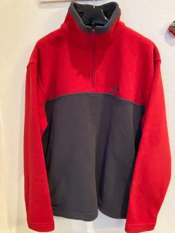 The North Face 플리스 자켓 빨간색/그레이 하프 지퍼 M