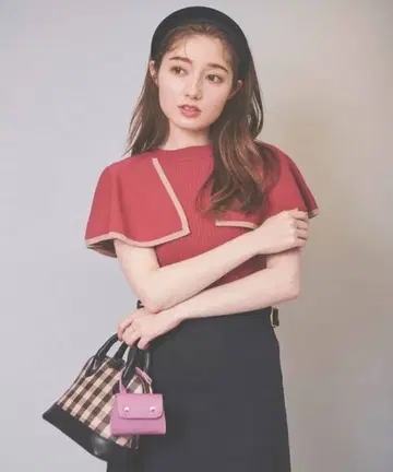 31 Sons de mode 파이핑 케이프 리브 니트 레드 가을 36