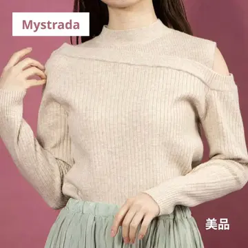 Mystrada 마이 스트라다 스프링 불규칙 숄더 니트 베이지