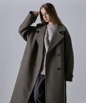 CLEL 테크 멜톤 루즈 더블 체스터 코트