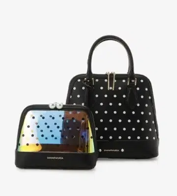 새상품 미사용 사만사 베가 도트 무늬 핸드백 세트 패스 케이스