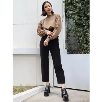 EMODA 에모다 글렌체크 하이넥 볼륨 소매