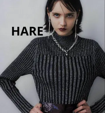 HARE 라메 랜덤 리브 니트