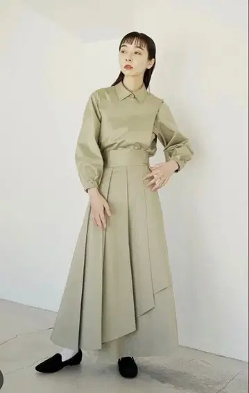 [셋업] foufou 셔츠 칼라 플랩 블라우스 텐더 스커트0