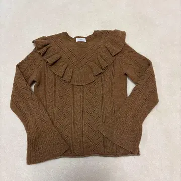 이에나 IENA 케이블 니트 스웨터 긴팔 풀오버 프릴 브라운 F