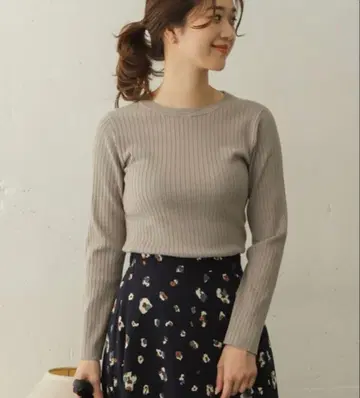 URBAN RESEARCH DOORS 크루넥 와이드 리브 니트