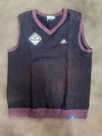 adidas 메쉬 V넥 베스트 블랙/보라색