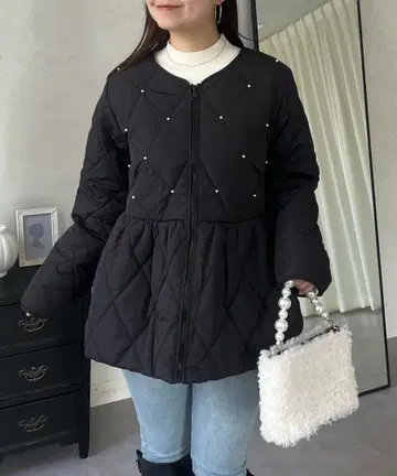 prose verse(프로즈베일) 퀼팅 펄 페플럼 블루종