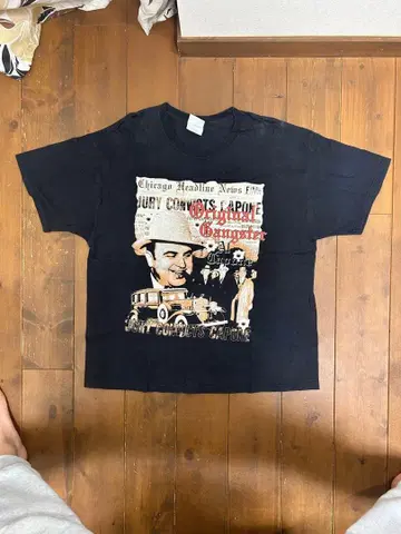 90s Al Capone 오리지널 갱스터 티셔츠 블랙