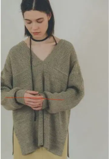 CLANE MIX COLOR STRING WIDE KNIT TOPS