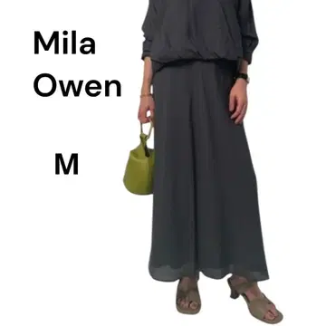 미라 오웬 시스루 와셔 내로우 스커트 M 1 차콜 그레이 플레어