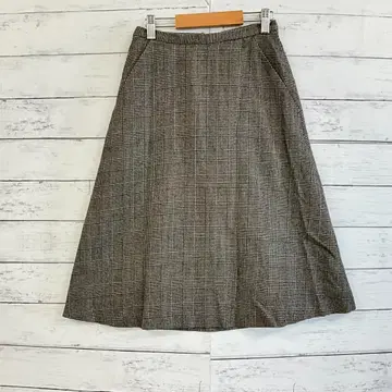 ZUCCA 주카 체크 무늬 A 라인 롱 스커트 S 사이즈 그레이 계열