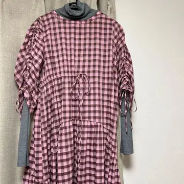 kastane 시어 깅엄 셔링 드레스