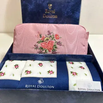 ROYAL DOULTON*파우치&손수건 자수 파우치 대형 손수건 세트