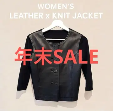 이너 니트 가죽 x 니트 절개 블랙