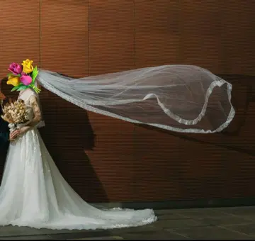 롱 웨딩 베일 화이트