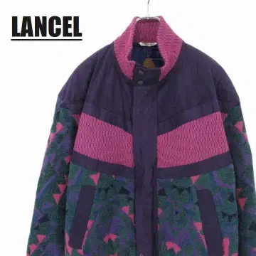 Lancel 올 패턴 니트 블루종 충전솜 집업 M 사이즈