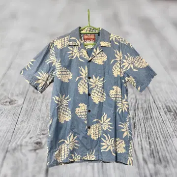 알로하 셔츠 RJC 파인애플 패턴 셔츠 하와이 반팔 S 블루 코튼