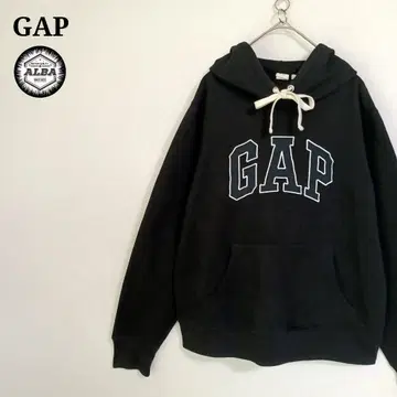 GAP 갭 후드티 아치 로고 자수 풀오버 블랙 M