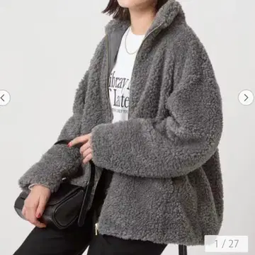 새상품 greenlabelrelaxing 보아 스탠드 카라 블루종 그레이