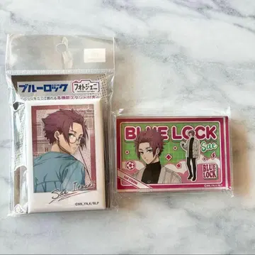 블루 록 이토시 사에 데님 코디 휴일 안경 캔뱃지 아크릴 블록